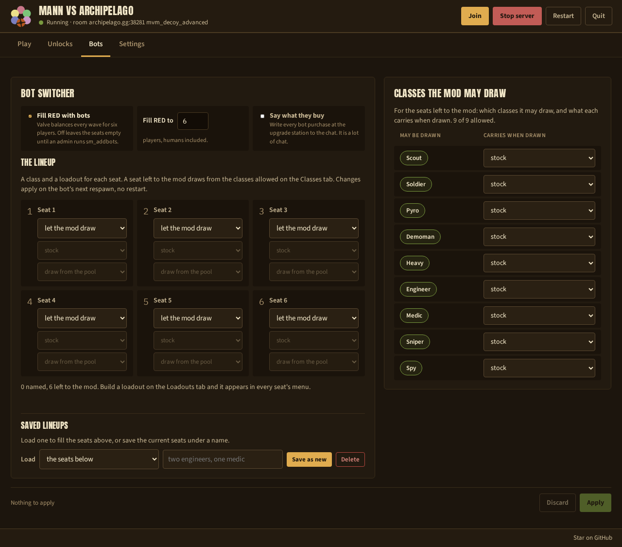 The Bots tab