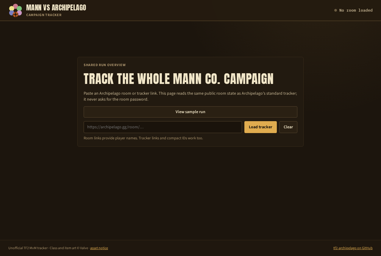 The tracker's front page